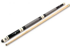 Adjustable hardwood cue with screw tip and butt wrap BLACK
