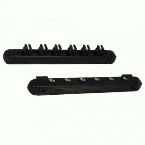 Wall mounted slimline wooden cue rack for 6 cues BLACK