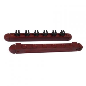 Wall mounted slimline wooden cue rack for 6 cues DARK MAPLE