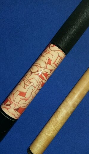 EROTIC ABSTRACT ART 9 ball 2 piece maple cue with linen wrap