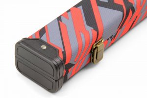 ABSTRACT print 3/4 cue case, durable nylon covering RED/BLACK/GREY
