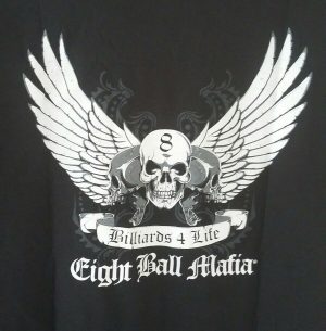 EIGHT BALL MAFIA size LARGE black t-shirt  SKULL and WINGS