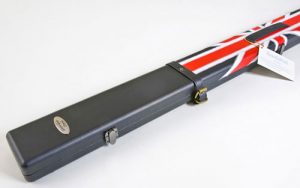Union jack flag cue case for 3/4 split cue, leather look.  BLACK
