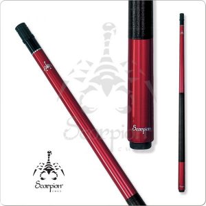 SCORPION Legacy 9 ball pool cue RED RIVERGLASS, 18oz. Complete with FREE Scorpion joint protectors