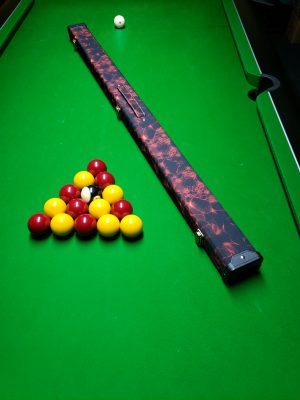 ABSTRACT/ART print 1 piece cue case for 2 x cues, durable nylon covering INFERNO FLAMES
