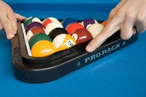 Triangle PRO RACK in black for American pool sized balls (2 1/4") 57.2mm balls. Press for a tight rack