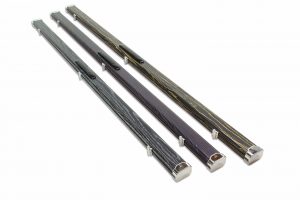 1 piece pro aluminium luxury case to hold 2 x 1 piece cues. BLACK WOODGRAIN DESIGN