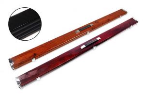 1 Piece Pro Aluminium extra wide case for 3 x Cues.  Metal Ends high quality grain design case in REDWOOD