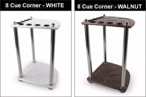 Maverick 8 cue corner cue stand with drinks and ball set holders WALNUT