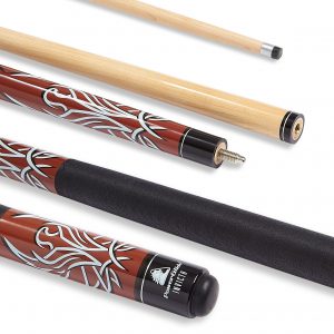 INVICTA linen wrap cue by Powerglide, 2 piece centre jointed maple cue with aluminium ferrule and joint