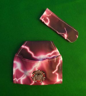 Bulldog Billiards Embroidered chalk pouch holder and tip protector set .. STORMY SKIES