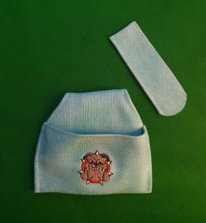 Bulldog Billiards Embroidered chalk pouch holder and tip protector set .. LIGHT BLUE