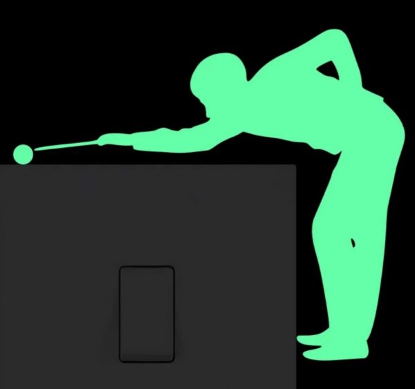 Glow in the dark sticker .. man playing snooker / pool