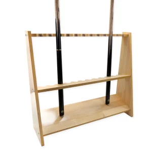 Natural pine freestanding cue rack to hold x 12 cues